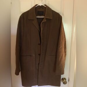 Banana Republic Mens Cotton Suede Trench Coat, Tan/Brown, Sz Medium.